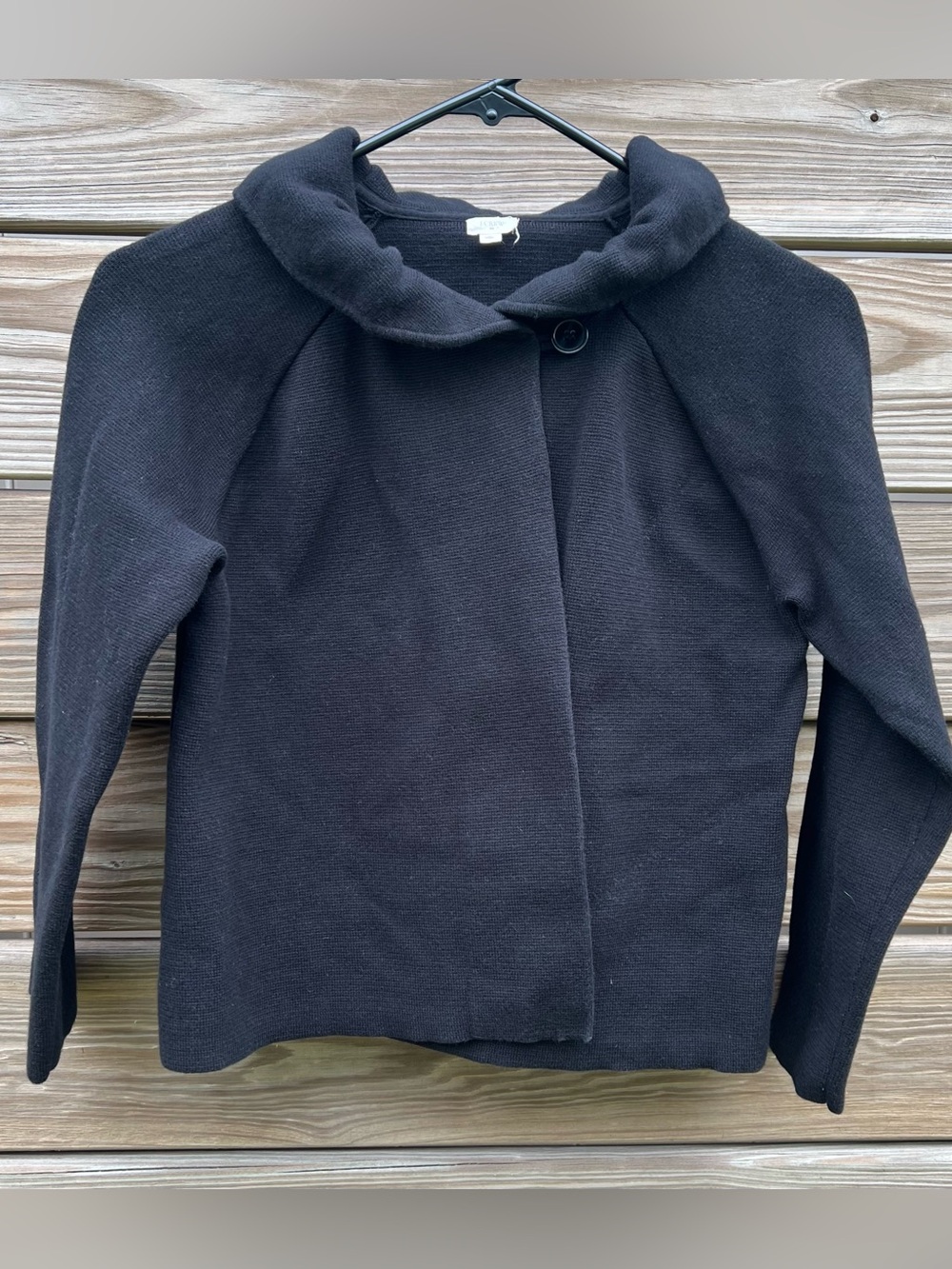 J. Crew Black Cotton 3/4 Sleeve Jacket Cardigan Retro Fall Winter Women’s SZ S